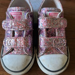 Toddler Hot Pink/Purple Sparkle Velcro Converse 7